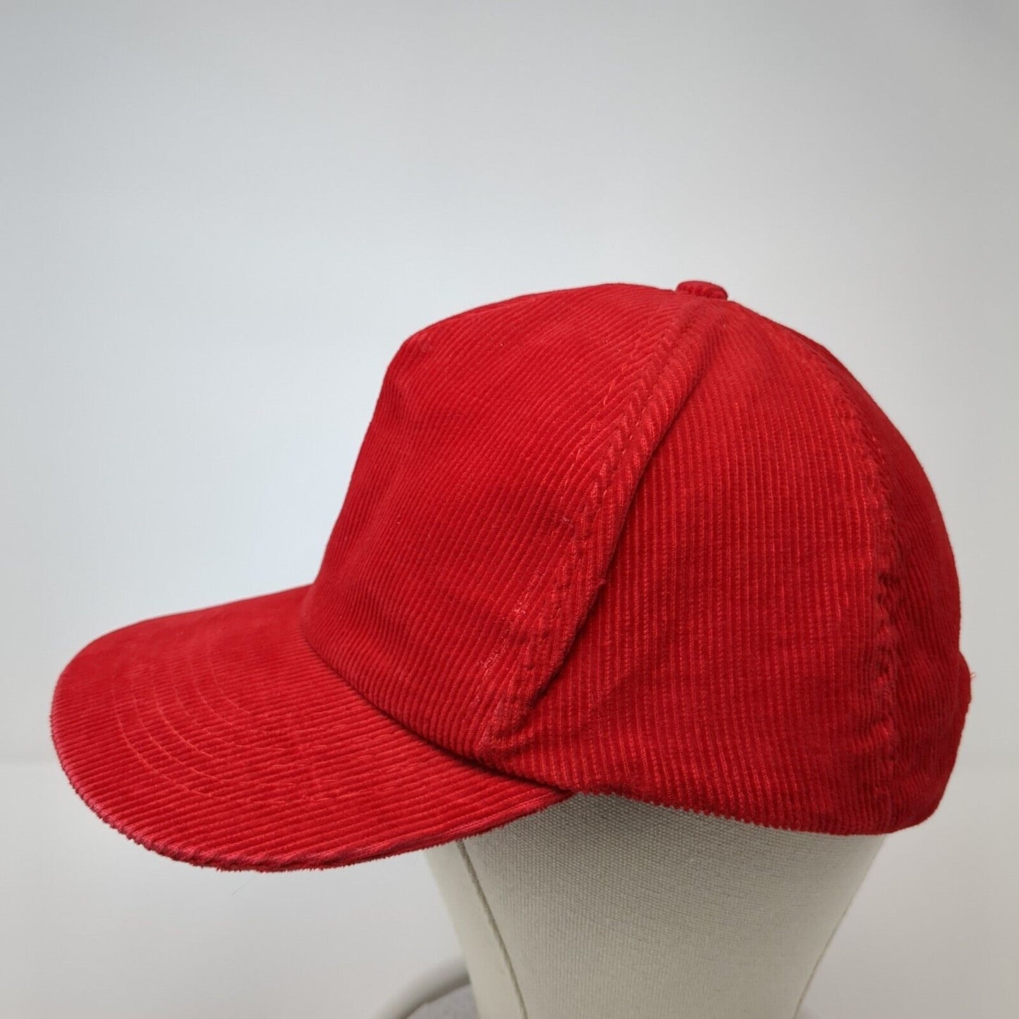 Re Play Snapback Hat Red One Size Adjustable Solid Corduroy Blank