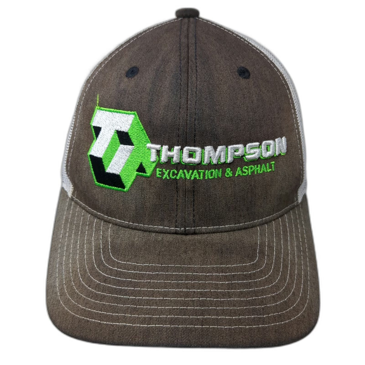 Richardson Trucker Hat Black One Size Snapback Mesh Back Excavation Asphalt Logo