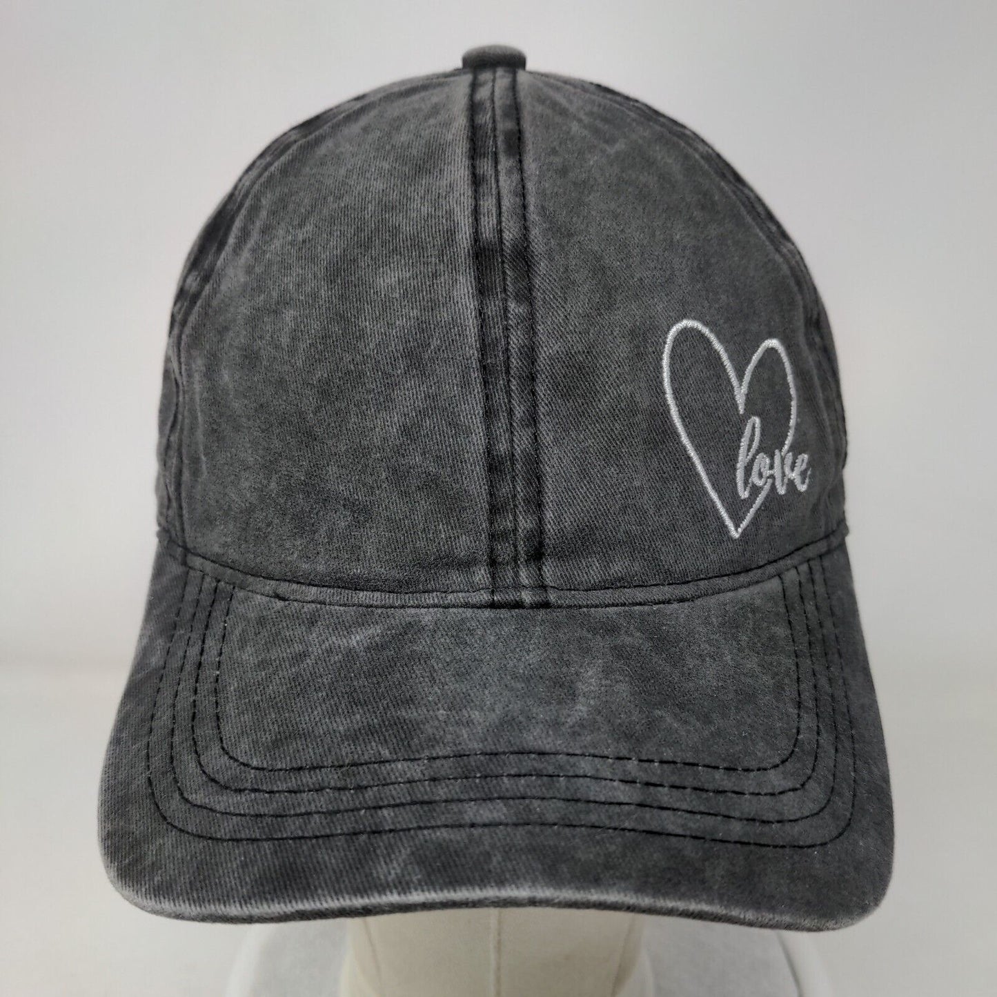 Love Slideback Hat Gray OSFM Embroidered Adjustable David And Young