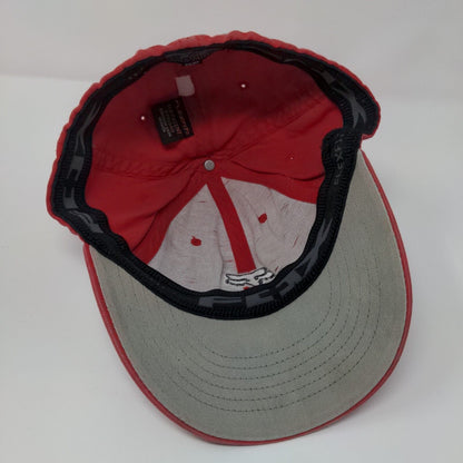 Fox Fitted Hat Red Small/Medium Embroidered Logo Flexfit 6 Panel
