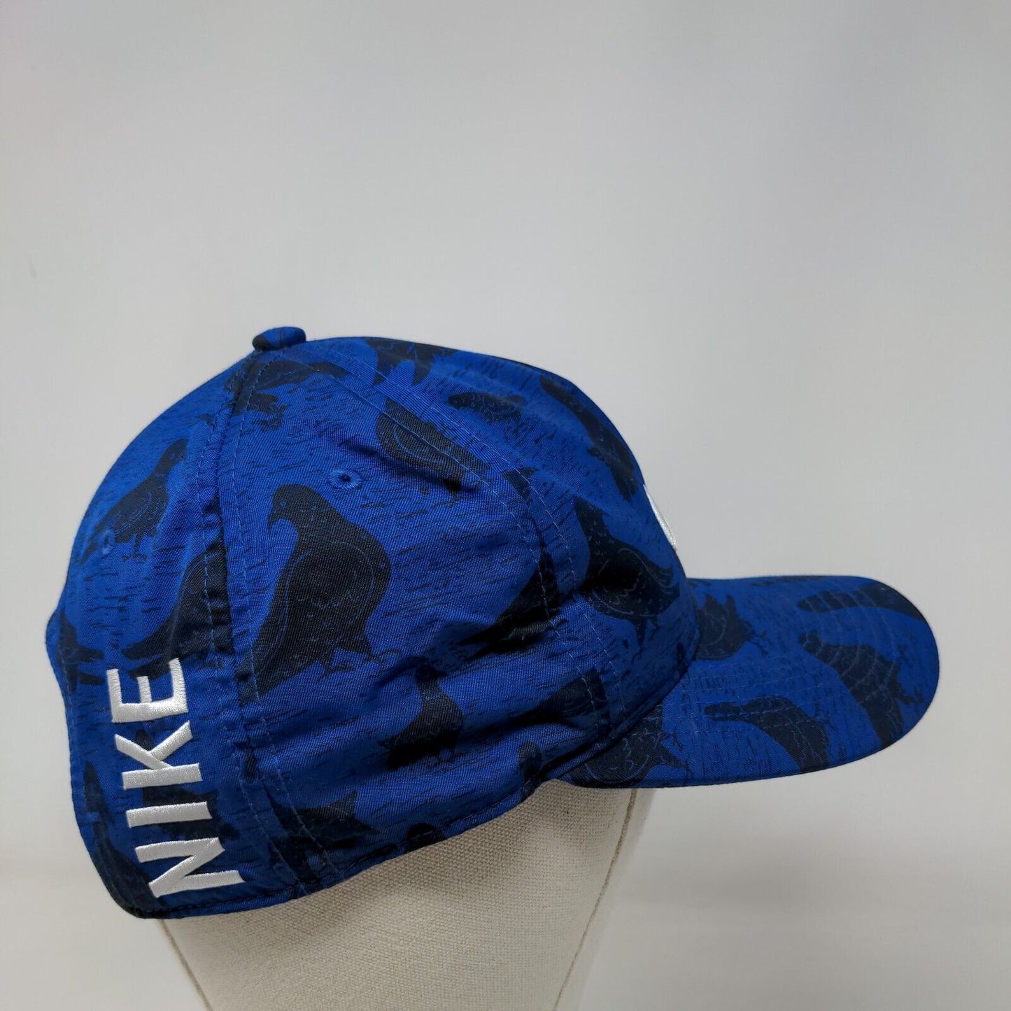 Nike Strapback Hat Blue OSFM Bird Print Embroidered Swoosh Classic99 Dri-Fit