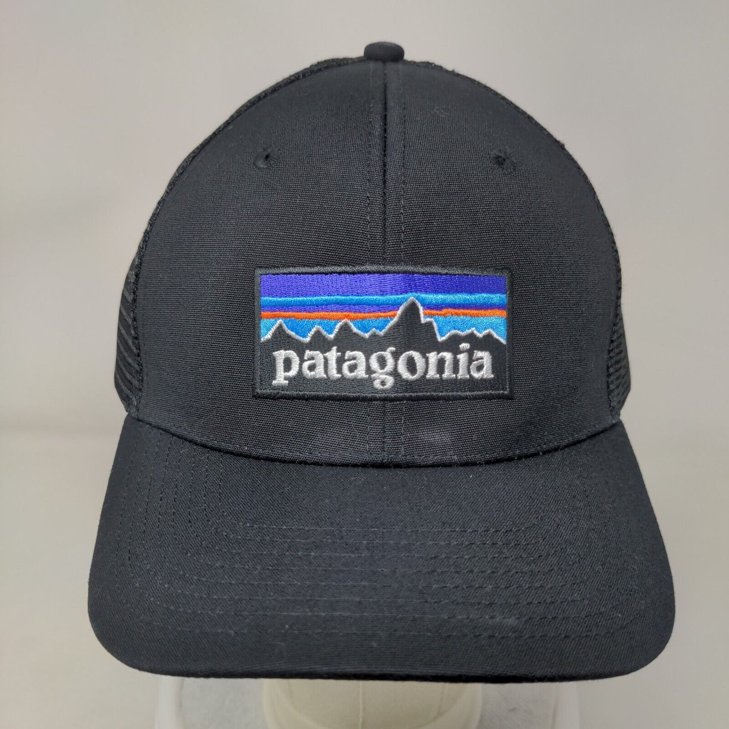 Patagonia Snapback Trucker Hat Black One Size Embroidered Mesh Back 6 Panel