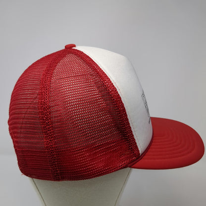 San Sun Design West Architecture Trucker Hat Red White One Size Mesh Snapback
