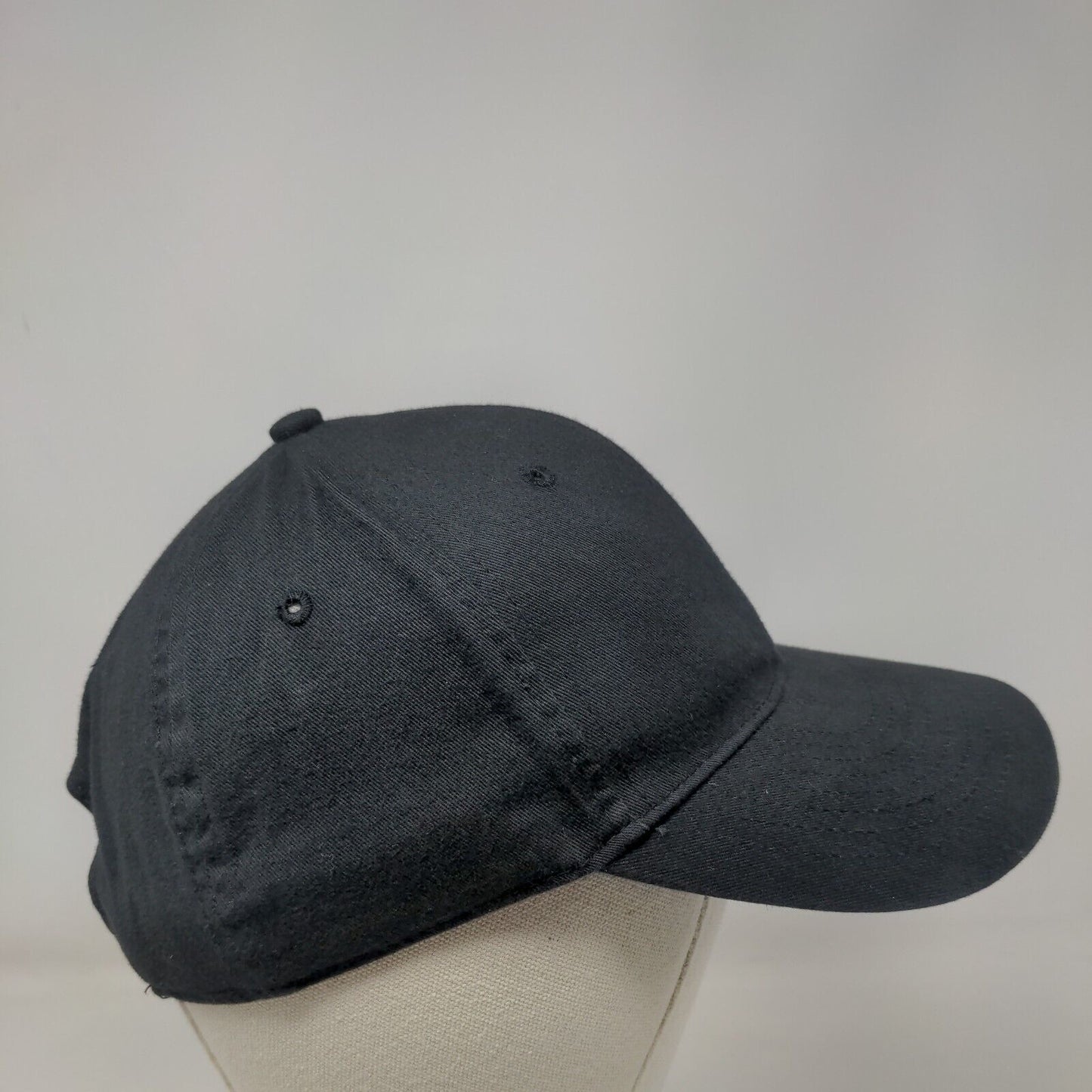 Unbranded Strapback Hat Black One Size Adjustable Vented Holes 6 Panel Blank