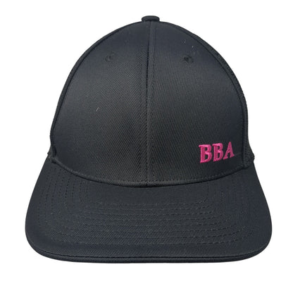 BBA 80 Fitted Trucker Hat Black 7 3/8 Embroidered Mesh Back Pacific Headwear