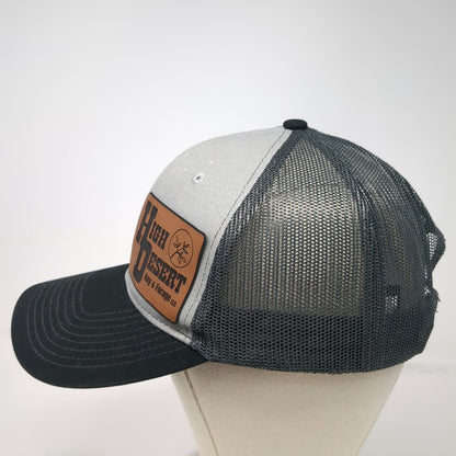 Port Authority Gray Trucker Hat One Size Black Mesh Leather Patch Snapback Farm