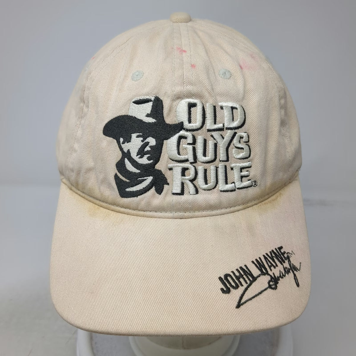 Old Guys Rule Baseball Cap Beige One Size John Wayne Cowboy Signature Quote Hat