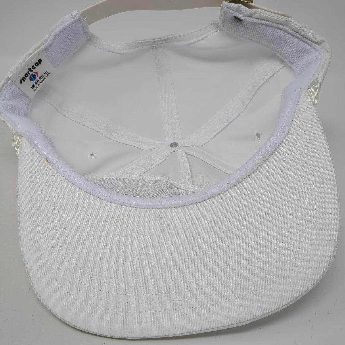 Sportcap 5 Panel White Hat One Size Rope Strapback Embroidered WhirlJet Logo