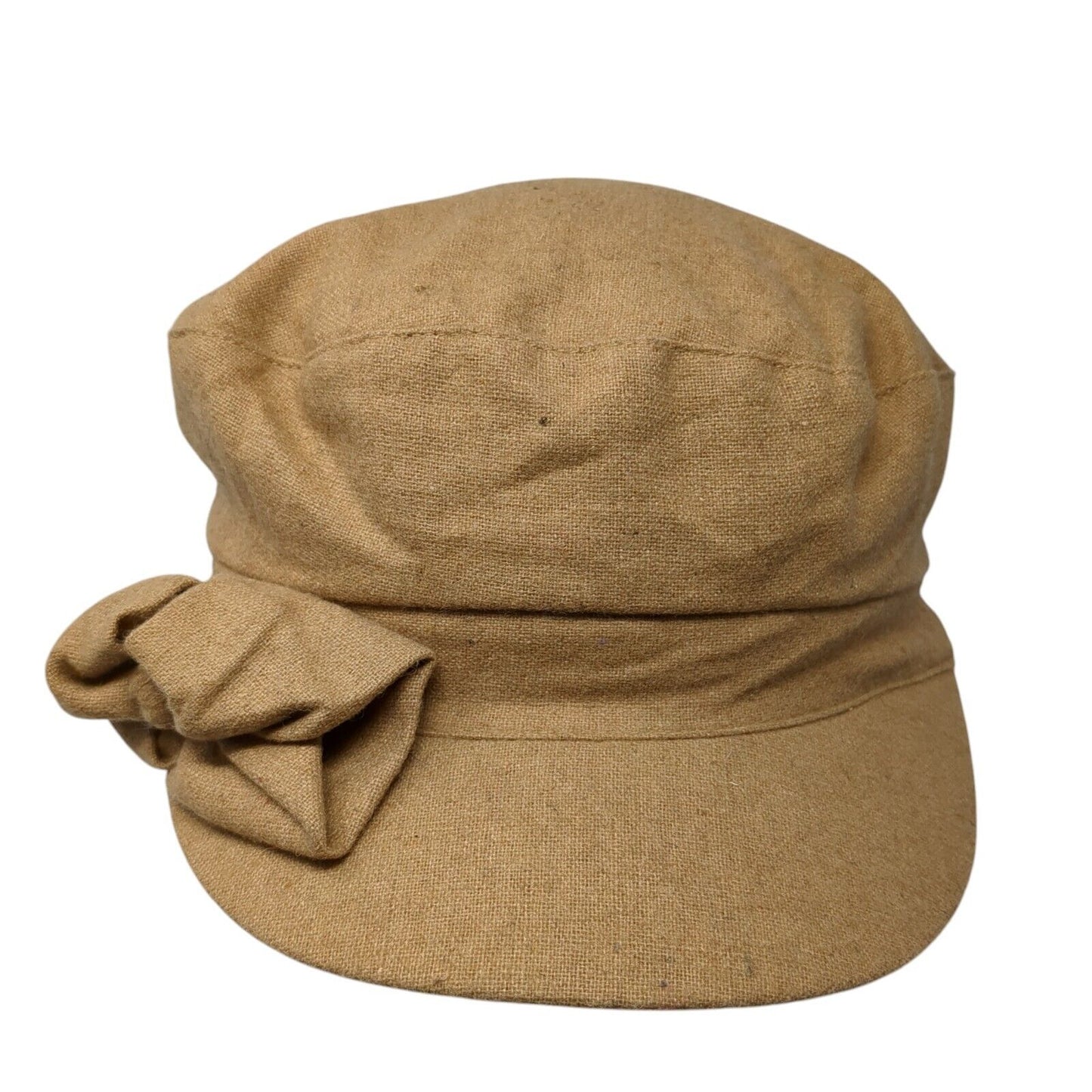 August Fitted Newsboy Cap Hat Brown One Size Solid Bow Outdoor