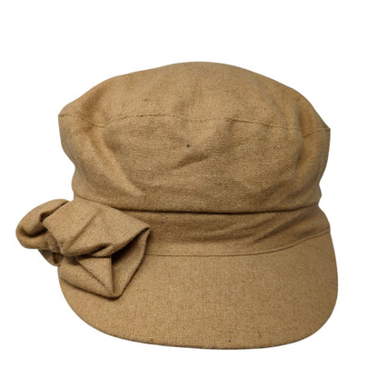 August Fitted Newsboy Cap Hat Brown One Size Solid Bow Outdoor