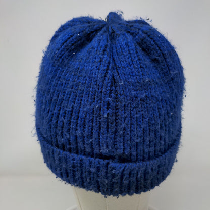 GAMER Beanie Hat Blue 4-7 S/P M/M Stretch Hand Knitted Patch Logo Place