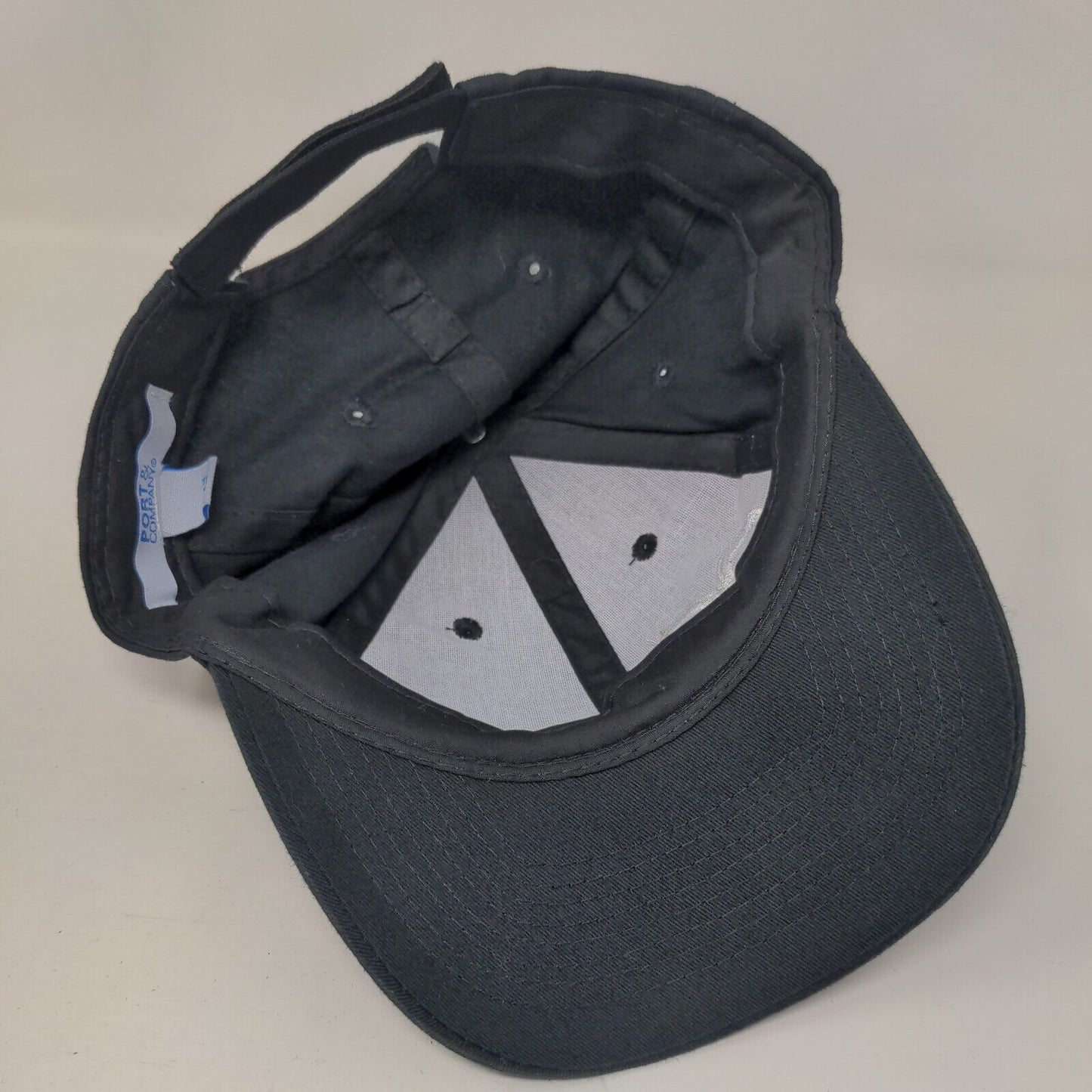OC Strapback Hat Black One Size Adjustable Embroidered 6 Panel Port & Company
