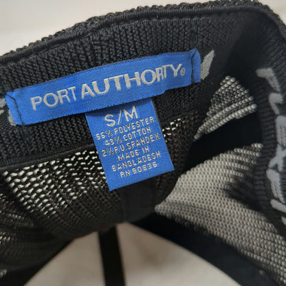 Port Authority Baseball Cap Black M A-1 Heating Mesh Back Flexfit Fitted Hat