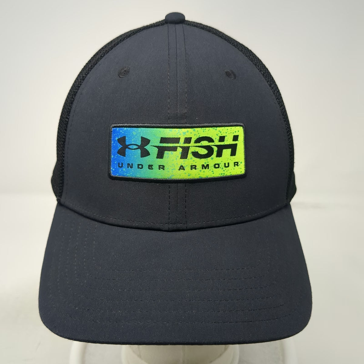 Under Armour Trucker Hat Black One Size Fish Mesh Back Snapback Fishing Cap