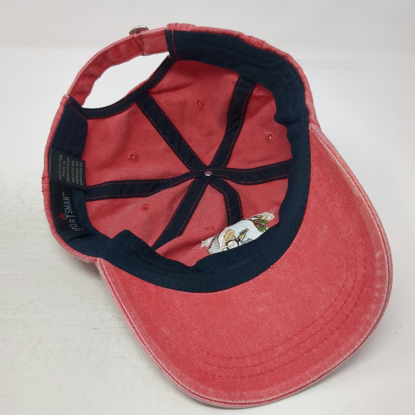 Sportsman Baseball Cap Red One Size Friendly River Music Cornish Maine Logo Hat