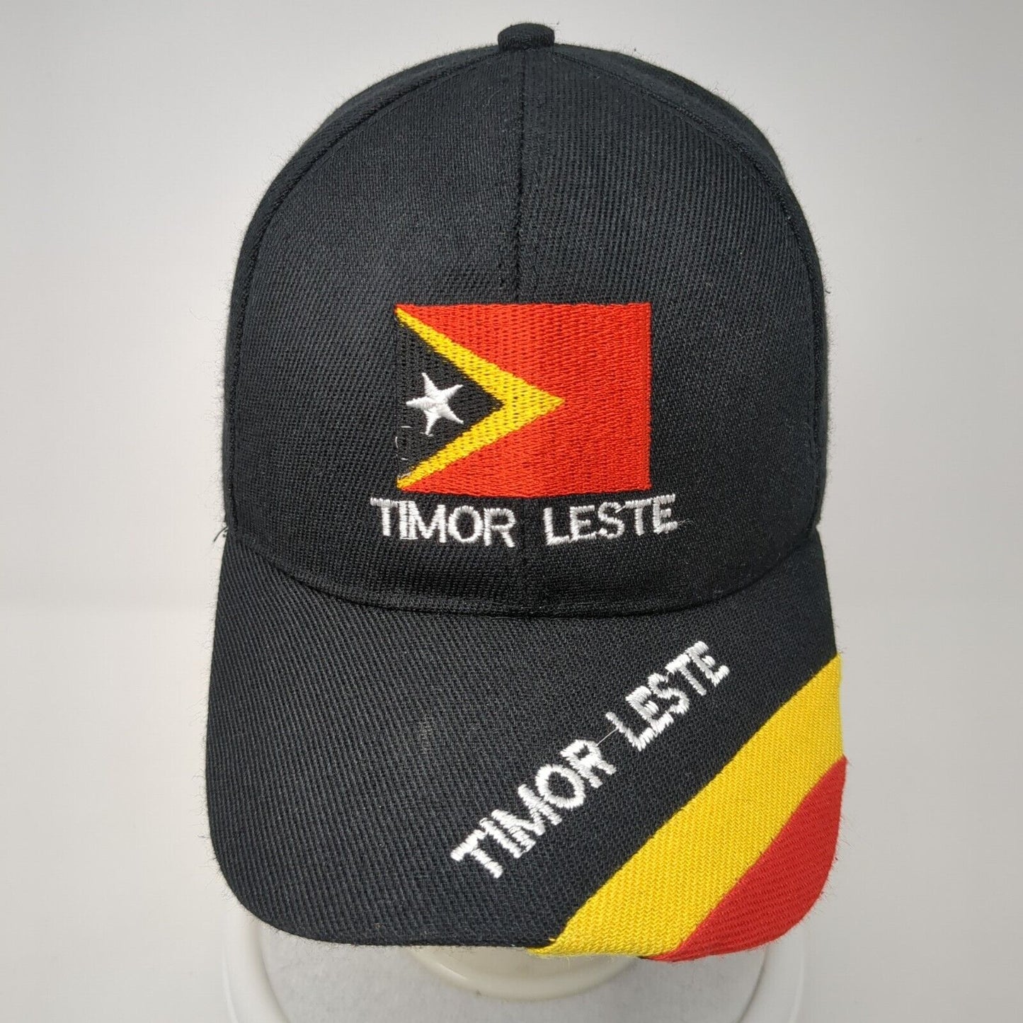 Timor Leste Strapback Hat Black OS Adjustable Embroidered Patriotic 6 Panel