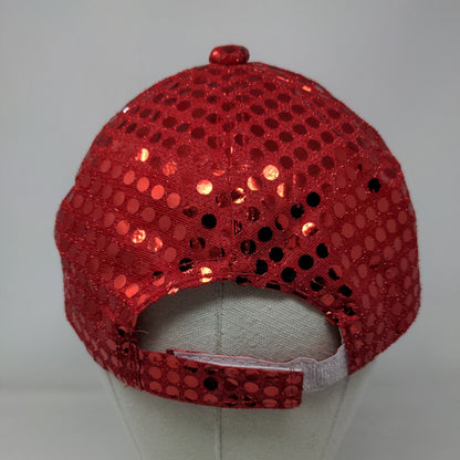 Sequin Star Strapback Hat Red One Size Adjustable Lightweight 6 Panel Blank