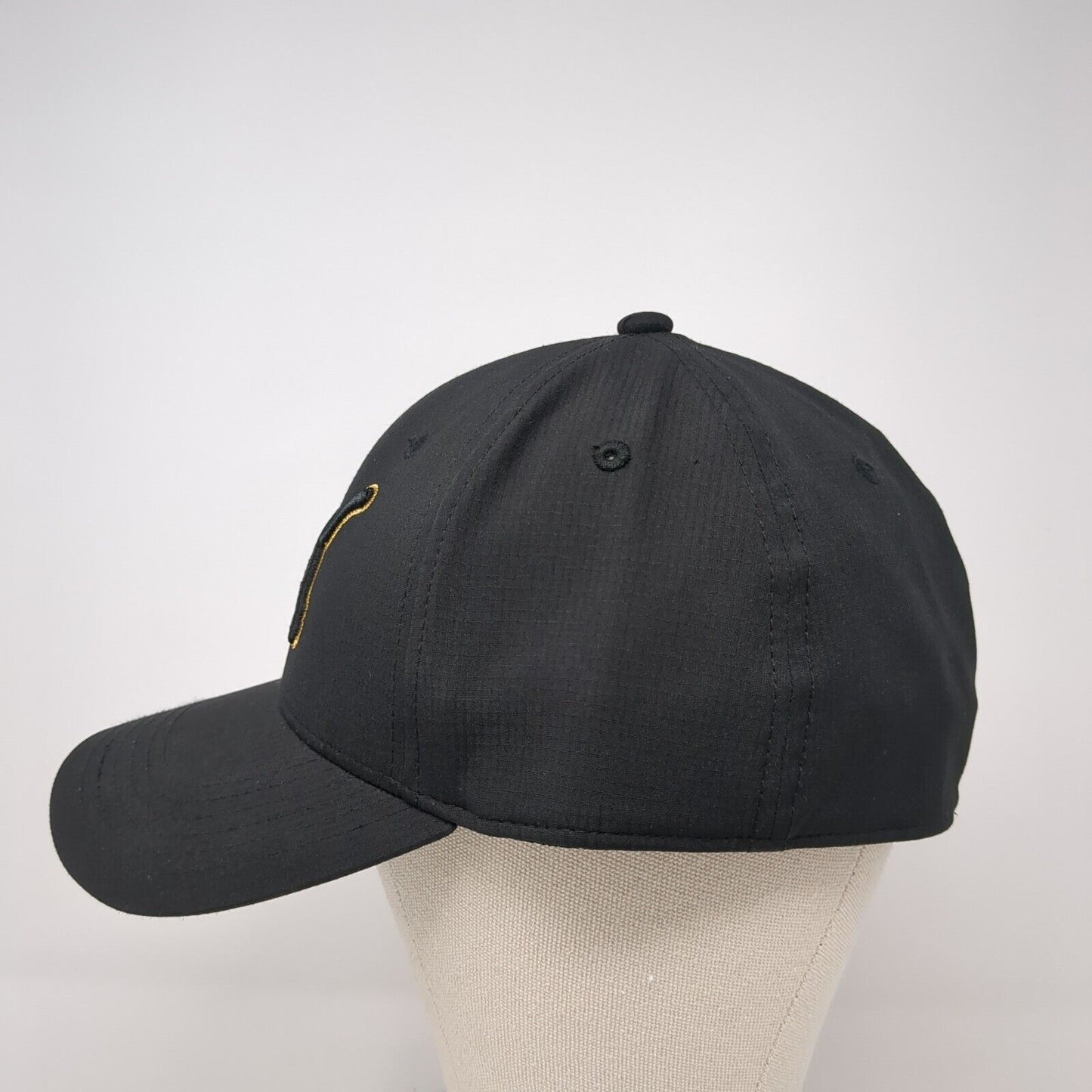 Puma Logo Fitted Hat Black L/XL Embroidered Stretch Solid 6 Panel