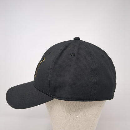 Puma Logo Fitted Hat Black L/XL Embroidered Stretch Solid 6 Panel