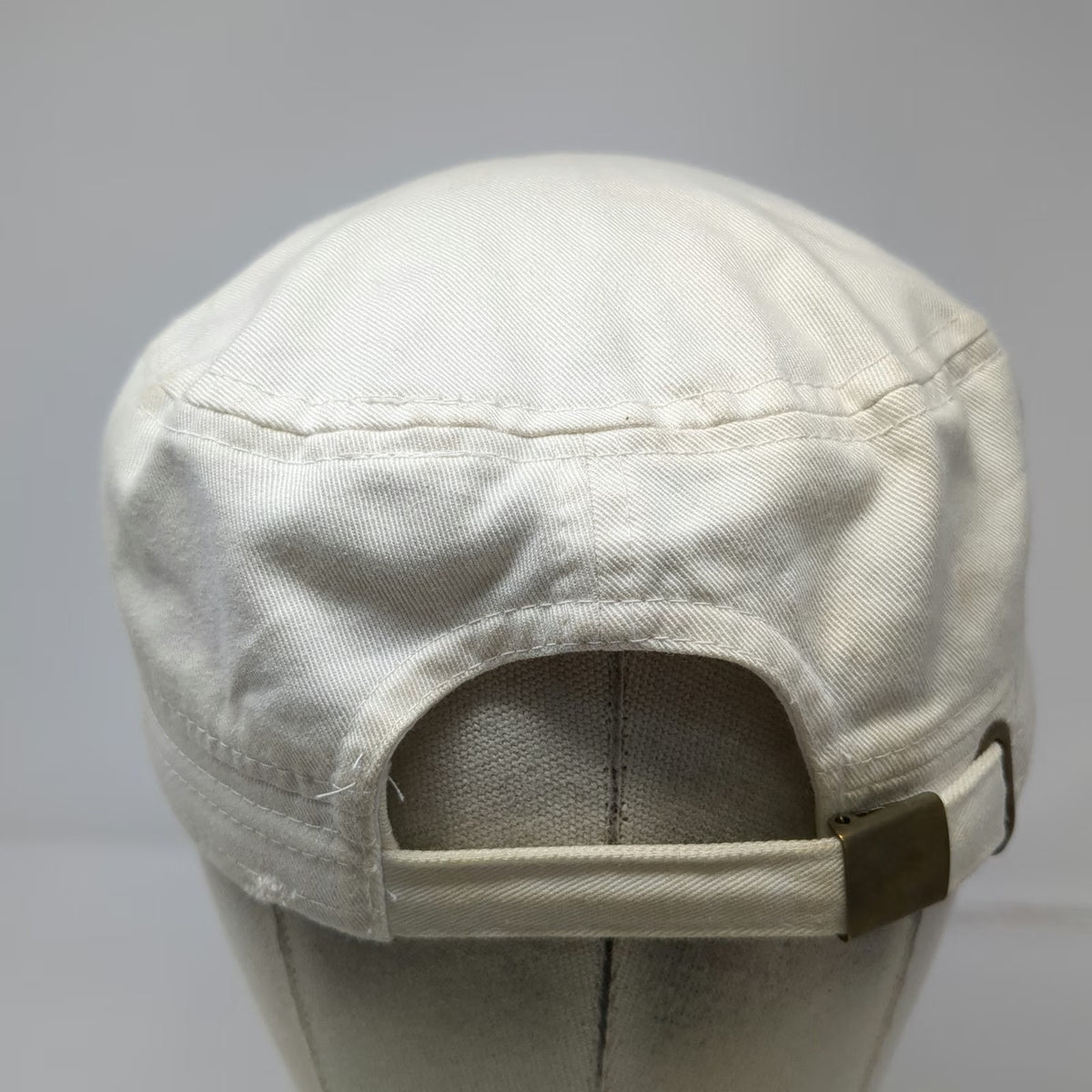 Leader LOGR Army Cap White One Size Beaded Horseshoe Floral Frayed Cadet Hat