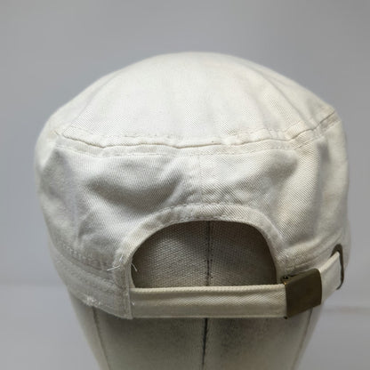 Leader LOGR Army Cap White One Size Beaded Horseshoe Floral Frayed Cadet Hat