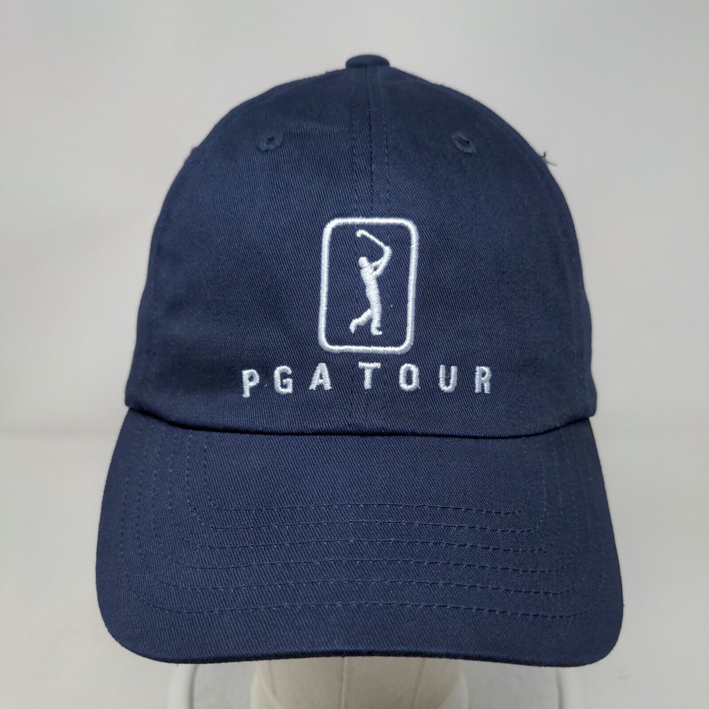 PGA Tour Strapback Hat Blue One Size Adjustable Embroidered Vented Holes 6 Panel