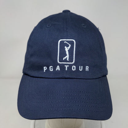 PGA Tour Strapback Hat Blue One Size Adjustable Embroidered Vented Holes 6 Panel