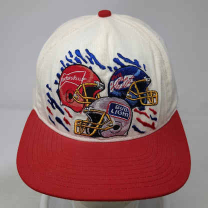 Budweiser Bud Ice Bud Light Football Helmet Snapback Hat Vintage White Red USA