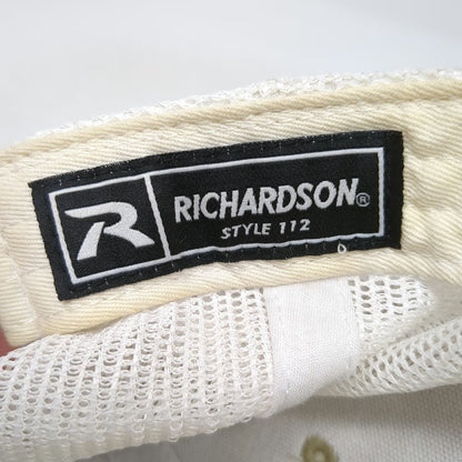Richardson Trucker Hat Beige One Size Leather Patch Followers of Jesus Mesh