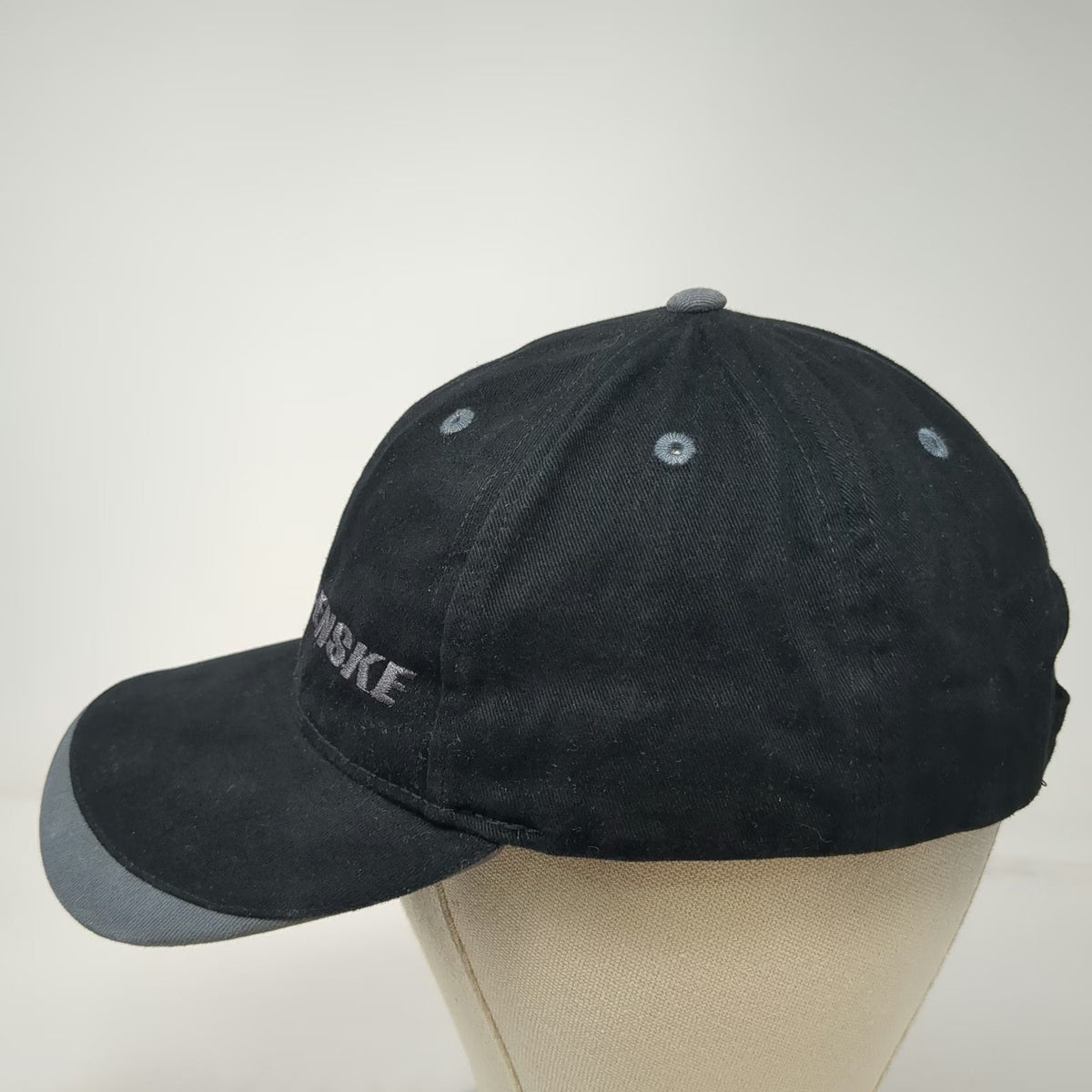 Sportsman Penske Logo Baseball Cap Black One Size Strapback Gray Accents Hat