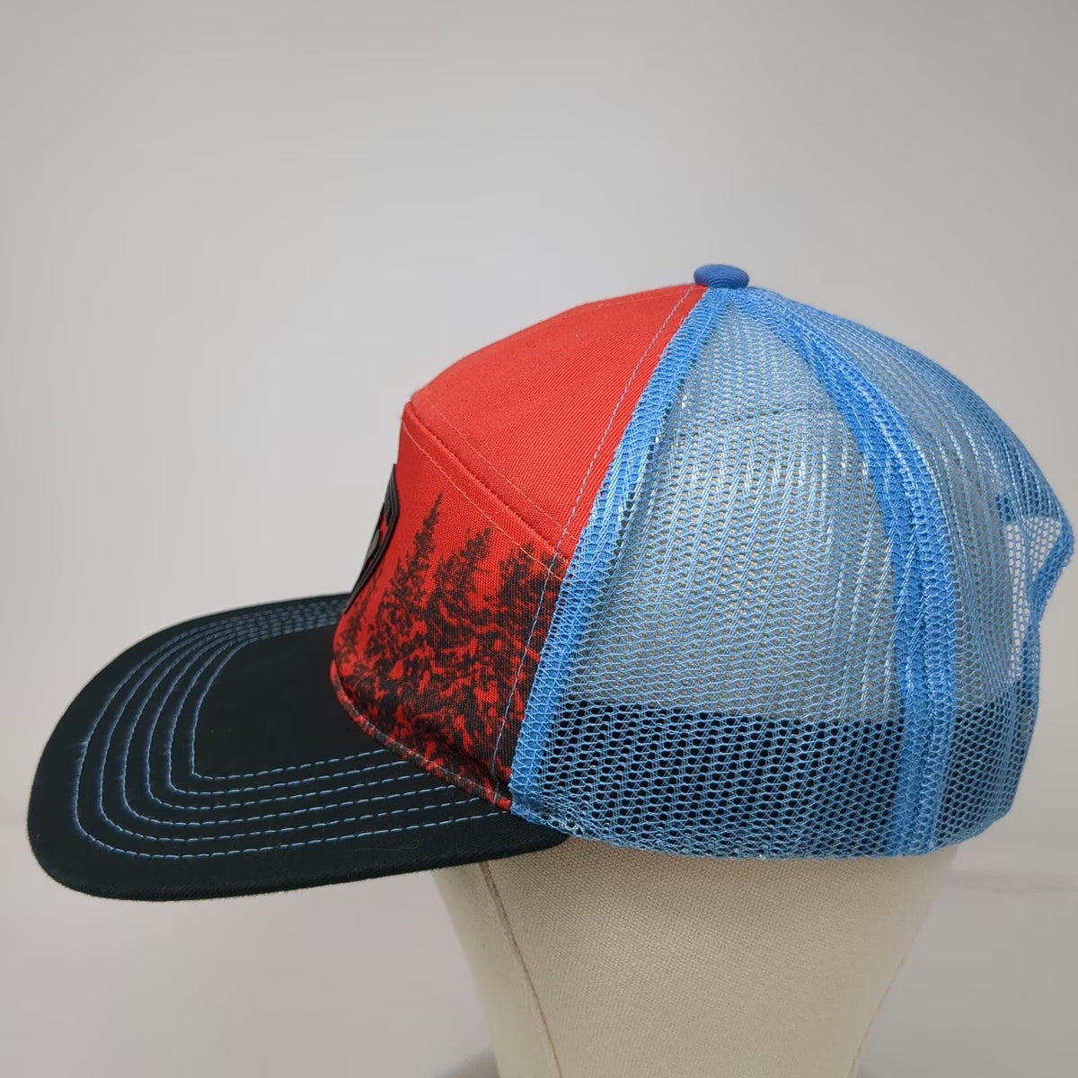 Rossignol Trucker Hat Red One Size Pine Forest Graphic Snapback Flat Brim Ski