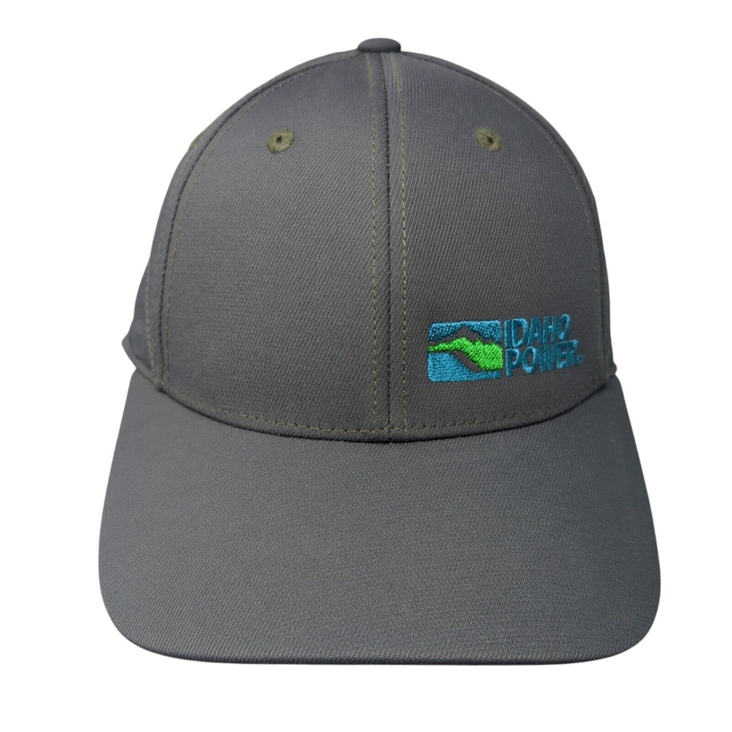 Idaho Power Fitted Hat Gray L/XL Embroidered Vented Holes 6 Panel Ogio Endurance