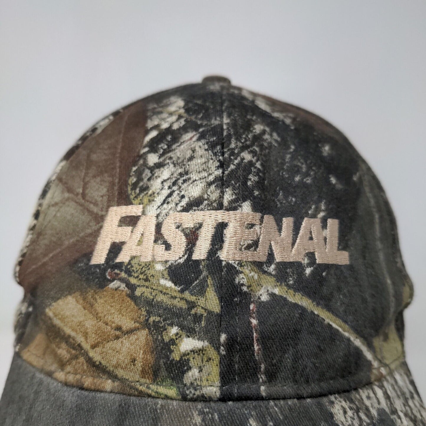 Fastenal Men's Strapback Hat Green Camo Adjustable Embroidered Logo