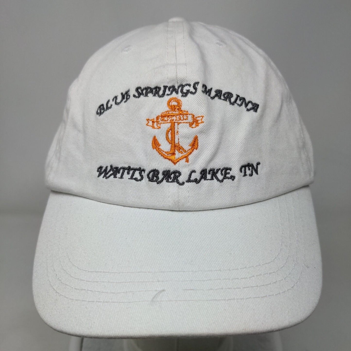 Blue Springs Marina Watts Bar Lake TN Slideback Hat White One Size Adjustable