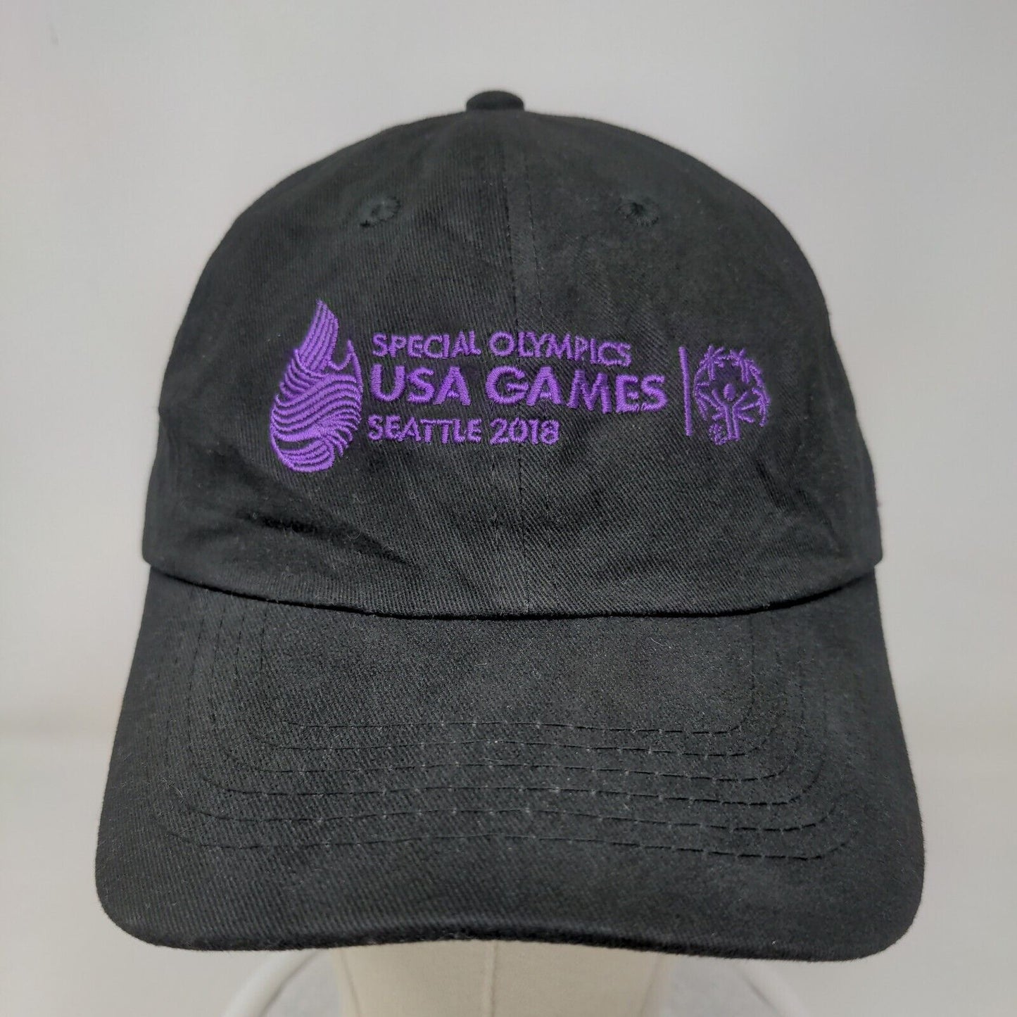 Special Olympics Men's Slideback Hat Black 2018 Seattle Volunteer Embroidered