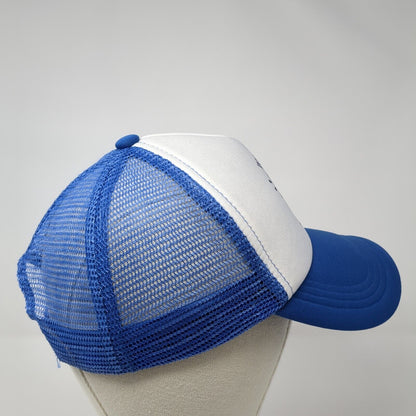 World's Best Dad Snapback Trucker Hat Blue One Size Mesh Back Colorblock
