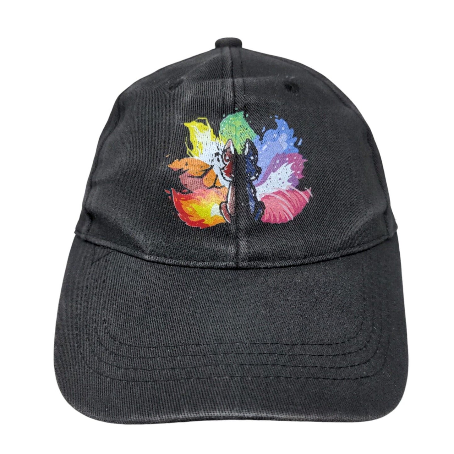 Fox Slideback Hat Black One Size Adjustable Vent Holes 6 Panel