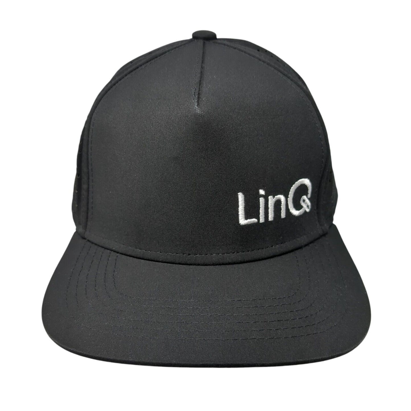 LinQ Snapback Hat Black One Size Adjustable Laser Cut Perforated Solid