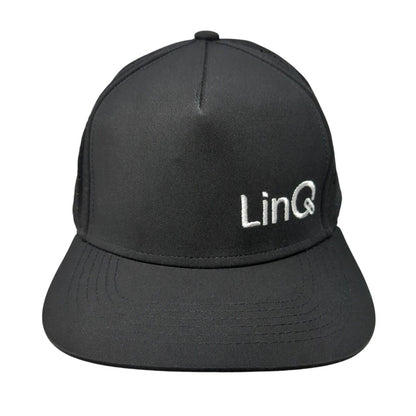 LinQ Snapback Hat Black One Size Adjustable Laser Cut Perforated Solid