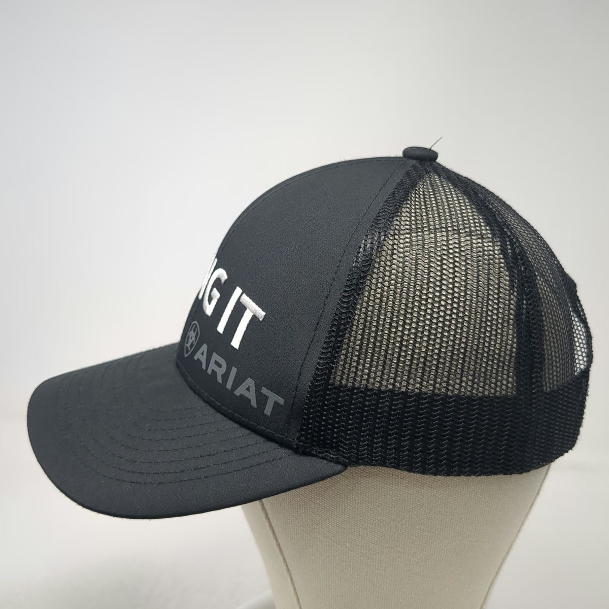 Ariat Trucker Hat Black One Size Snapback Mesh Back Bring It Logo Structured