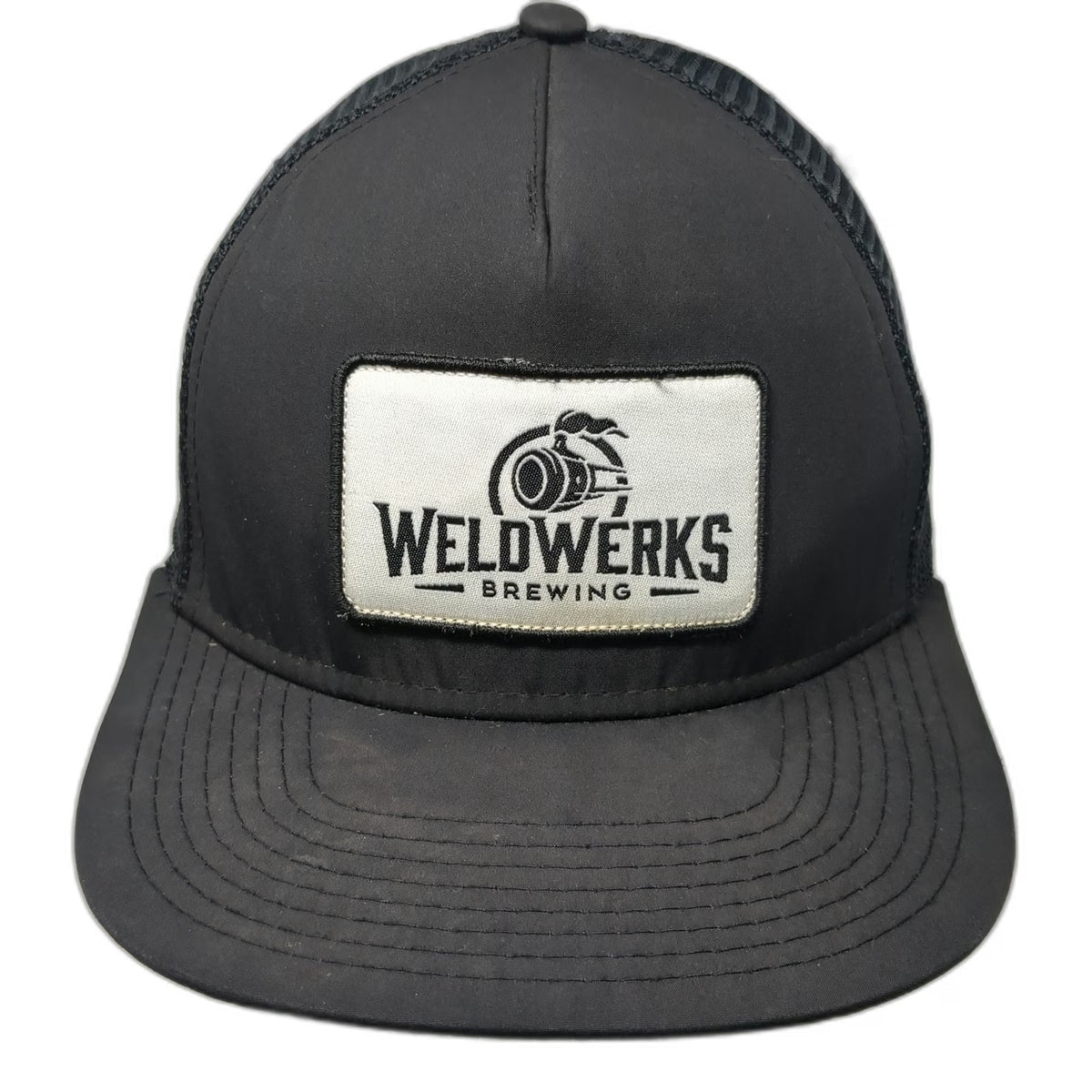 WeldWerks Brewing Trucker Hat Black One Size Mesh Back Flat Brim Snapback Patch