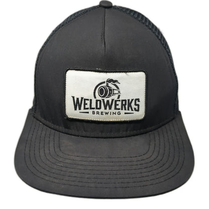 WeldWerks Brewing Trucker Hat Black One Size Mesh Back Flat Brim Snapback Patch