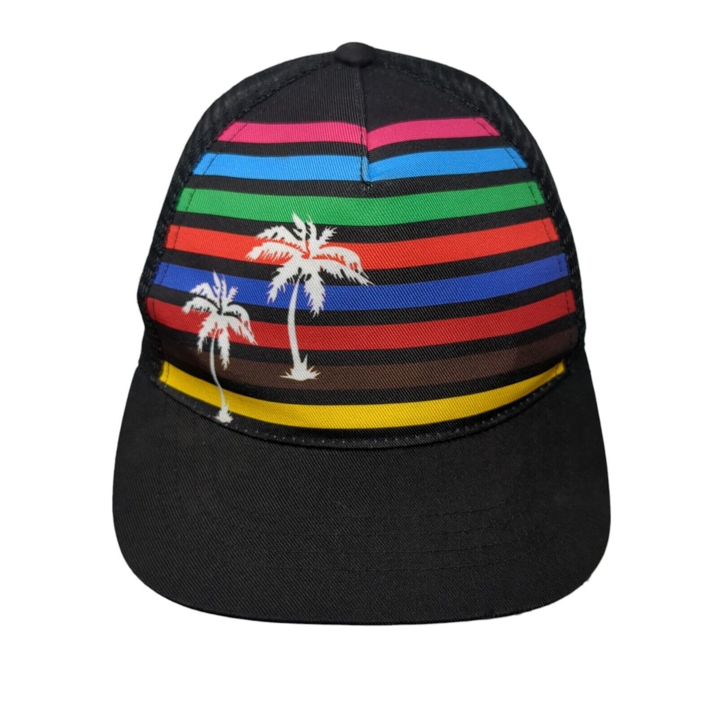 Rainbow Palm Tree Snapback Trucker Hat Multicolor One Size Adjustable Mesh Back