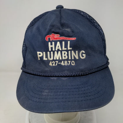 Hall Plumbing Snapback Mesh Back Rope Trucker Hat Blue OSFA Embroidered