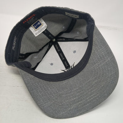 Hurley Baseball Cap Gray M Flexfit Embroidered Logo Curved Brim Stretch Hat