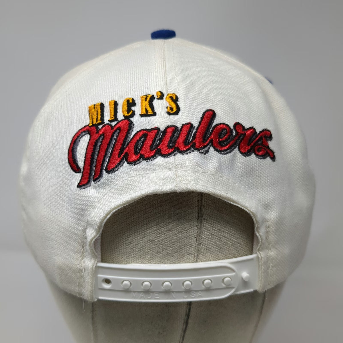 The Disney Store Snapback Hat White Blue One Size Mick's Maulers Mickey Mouse