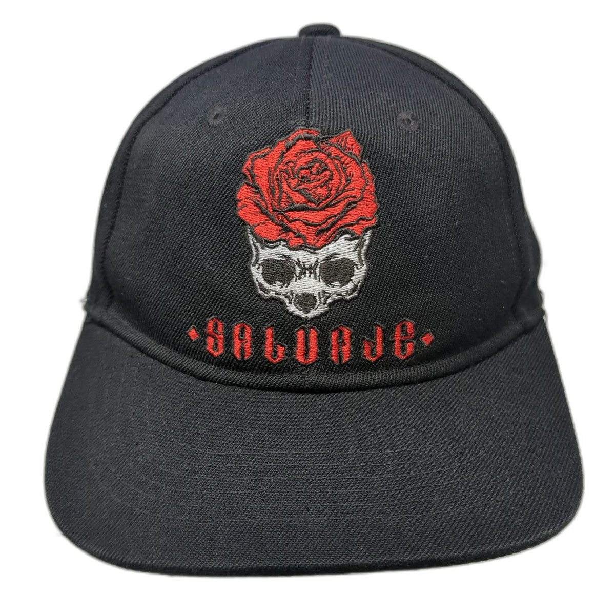 Ring of Fire Snapback Black One Size Rose Skull Salvaje Embroidered Hat Acrylic