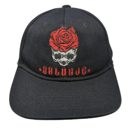 Ring of Fire Snapback Black One Size Rose Skull Salvaje Embroidered Hat Acrylic
