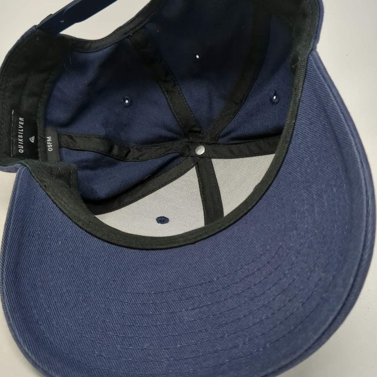 Quiksilver Snapback Blue One Size Hat Yellow Logo Structured Curved Brim 6-Panel