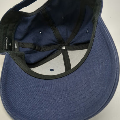 Quiksilver Snapback Blue One Size Hat Yellow Logo Structured Curved Brim 6-Panel
